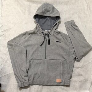 Nike Gray Half-Zip Hooded Sweatshirt - Nike FC Logo